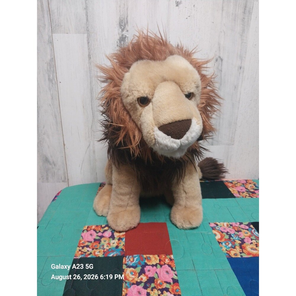 Adventure Planet Male Lion Plush Stuffed Animal Sitting 17" Big Mane Soft